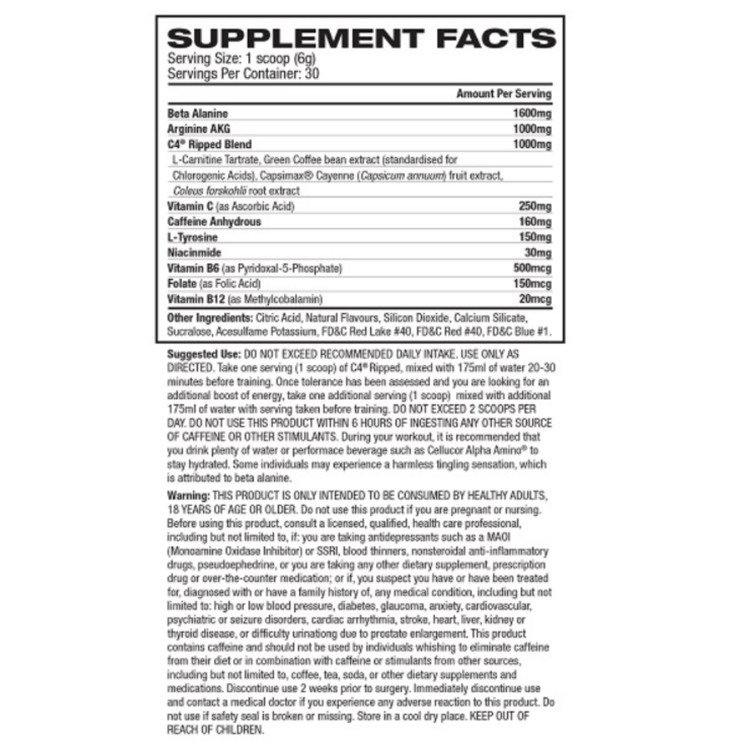 Cellucor C4 Ripped 30 Serves