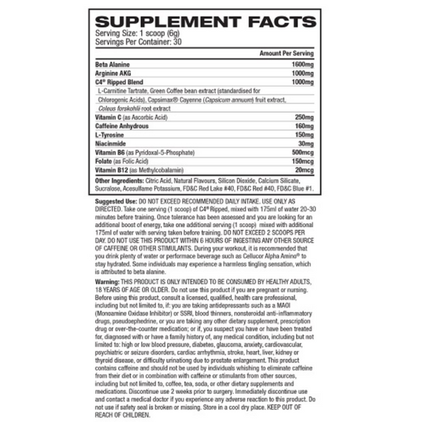Cellucor C4 Ripped 30 Serves