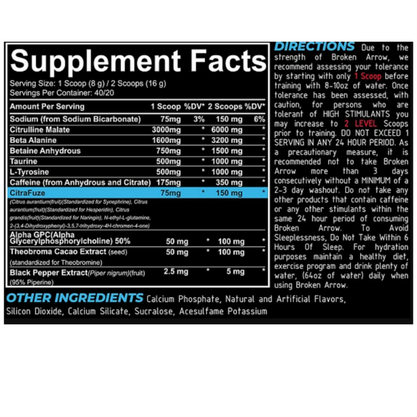 Broken Arrow Elite Pre Workout 40 Servings